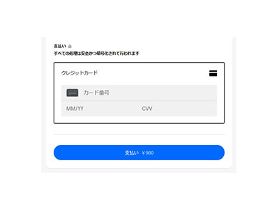 お客様の「クレジットカード情報」を入力し、「支払い」ボタンをクリックする